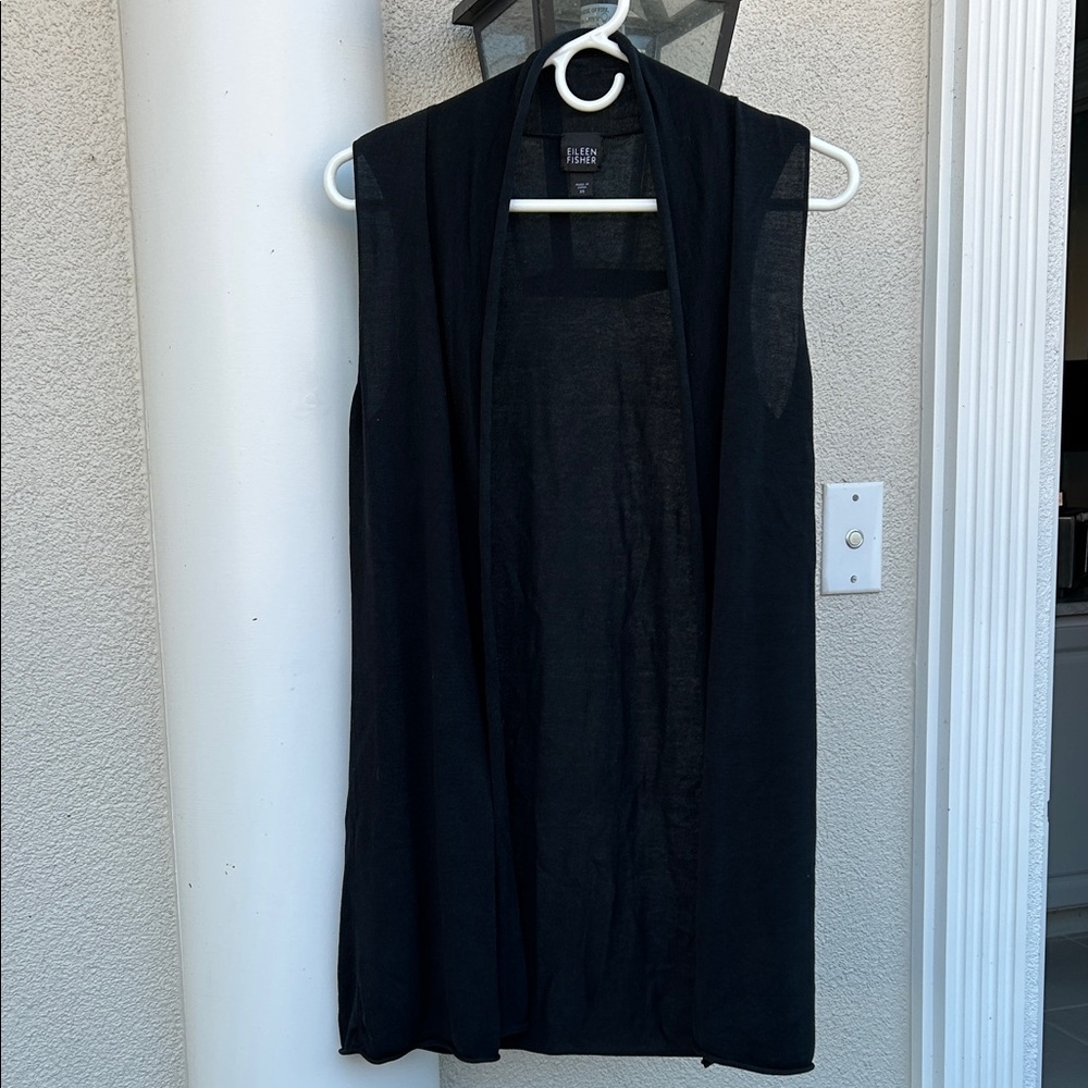 EILEEN FISHER Silk & Viscose Knit Sleeveless Duster Cardigan